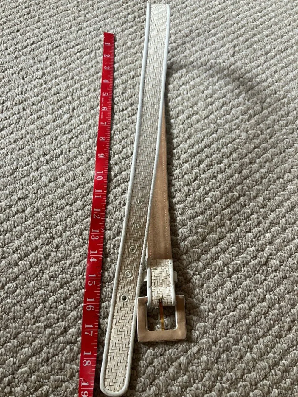 Vintage Carlisle White Woven Leather Straw Belt Large 32